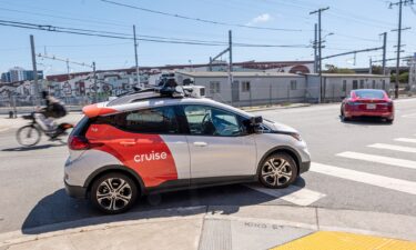 A Cruise autonomous taxi is seen here in San Francisco