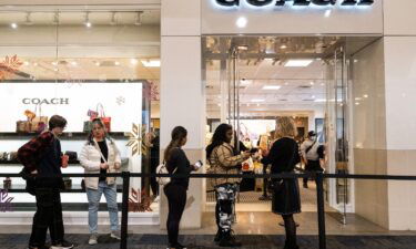 Black Friday shoppers wait to enter the Coach store at the Opry Mills Mall in Nashville