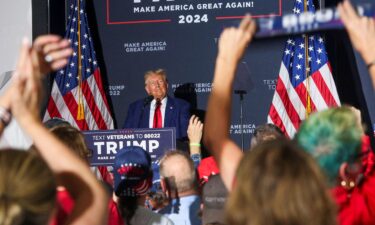 Former President and Republican presidential candidate Donald Trump speaks during a campaign rally in Windham