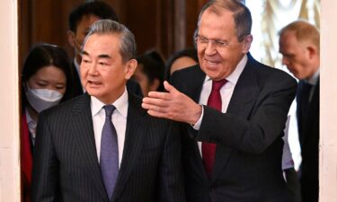 Russian Foreign Minister Sergei Lavrov and China's top diplomat Wang Yi are seen here in Moscow during Wang's visit to the Russian capital on February 22.