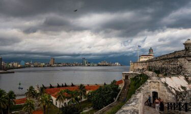 Dark clouds from tropical storm Idalia blanket the skies in Havana