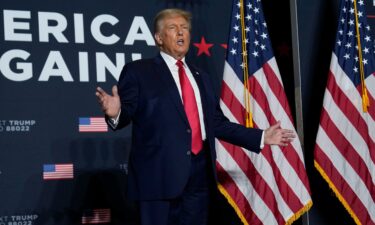 Former President Donald Trump speaks at a rally in Dubuque