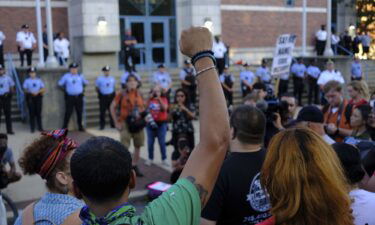 Demonstrators in Philadelphia demand police accountability and justice for Eddie Irizarry on August 31.