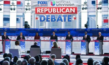 Seven GOP candidates attend the second Republican presidential primary debate at the Ronald Reagan Presidential Library in Simi Valley
