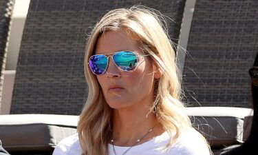 Bridgette Wilson-Sampras watches Rafael Nadal of Spain play Karen Khachanov of Russia during the quarterfinals of the BNP Paribas Open at the Indian Wells Tennis Garden on March 15