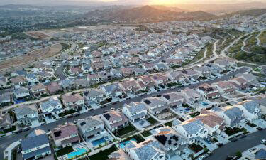 An aerial view of homes in a housing development on September 08