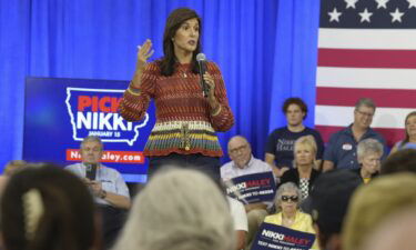 Republican presidential hopeful and former South Carolina Gov. Nikki Haley speaks at a campaign event on September 30
