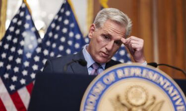 Former House Speaker Kevin McCarthy speaks after being outed from his position as speaker earlier in the day at the US Capitol in Washington