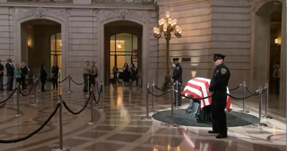 <i></i><br/>October 4 is a somber day in San Francisco as the late Senator Dianne Feinstein's body lies in state inside City Hall. Feinstein died last week at the age of 90 of natural causes.