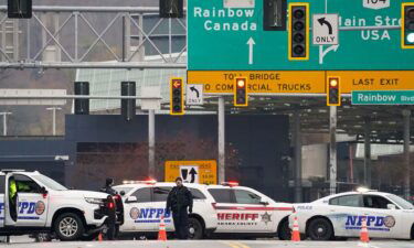 Law enforcement personnel blocked off the entrance to the Rainbow Bridge