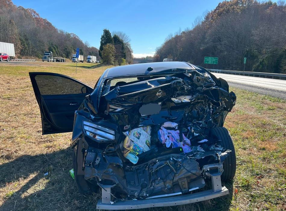 <i>Pleasant View Volunteer Fire Department/WSMV</i><br/>A toddler likely survived a crash involving multiple cars because of their car seat