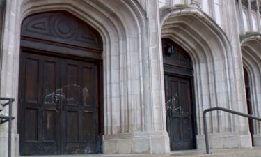 Authorities are searching to find the person responsible for using white paint to vandalize the Cathedral of the Annunciation in Stockton