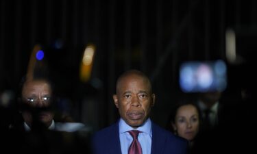 New York City Mayor Eric Adams talks to the press in Mexico City on October 4.