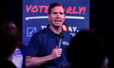 Kentucky Gov. Andy Beshear speaks at a campaign rally in Louisville on November 1. Beshear will win reelection to a second term in Kentucky