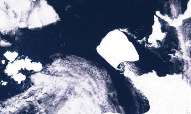 A satellite image of the world's largest iceberg