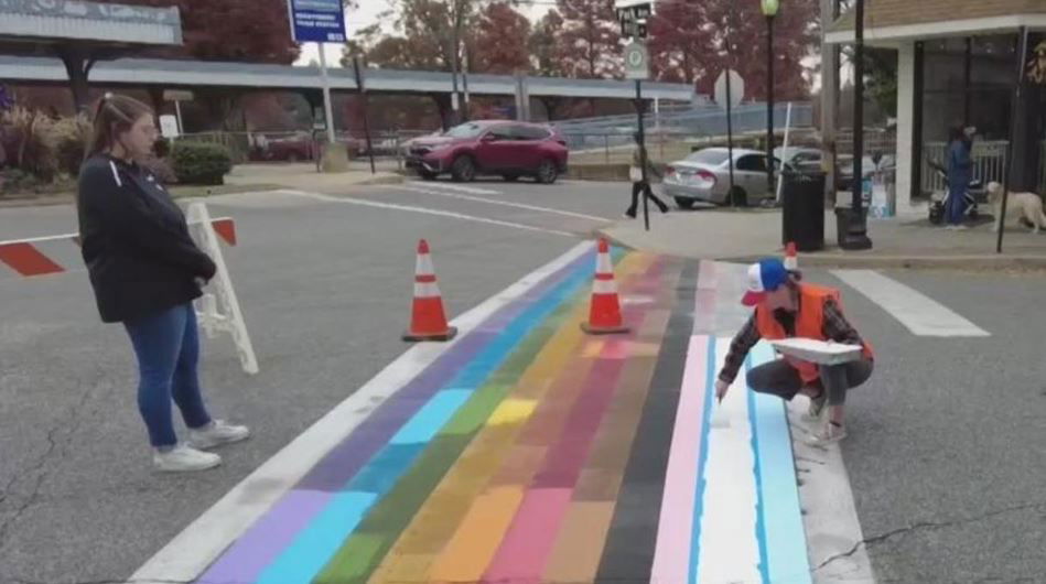<i></i><br/>Residents in Swarthmore woke up to find the newly installed rainbow crosswalk defaced with homophobic slurs.
