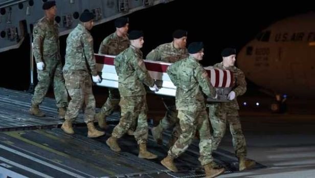 <i>U.S. Air Force/Jason Minto/WMUR</i><br/>The remains of Army Staff Sgt. Tanner W. Grone arrived at Dover Air Force Base in Delaware