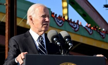 US President Joe Biden delivers remarks on how the Bipartisan Infrastructure Law will provide funding to replace the 150 year old Baltimore and Potomac Tunnel