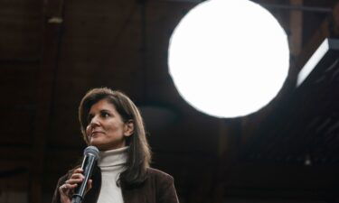 Republican presidential candidate Nikki Haley speaks to supporters at a town hall in Manchester