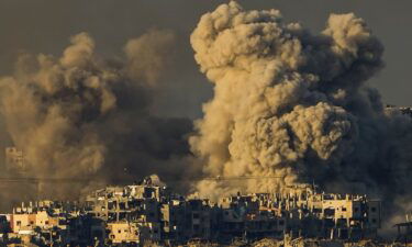 Smoke rises following an Israeli bombardment in the Gaza Strip