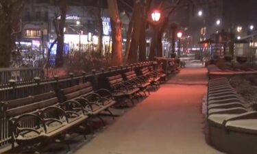 Snow blanketed New York City late Monday night