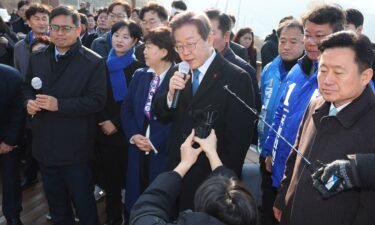 South Korea's opposition party leader Lee Jae-myung speaks during his visit to Busan