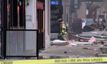 First responders are seen at the site of an explosion in downtown Fort Worth