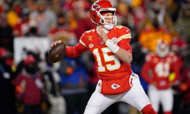 Kansas City Chiefs quarterback Patrick Mahomes throws against the Miami Dolphins during Saturday's AFC Wild Card game. The Chiefs-Dolphins game on Peacock was the most-streamed live event in US history.