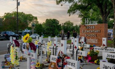 A memorial for victims of the massacre at Robb Elementary School on August 24