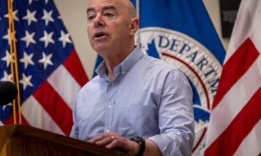 Department of Homeland Security Secretary Alejandro Mayorkas holds a news conference at a US Border Patrol station on January 8 in Eagle Pass