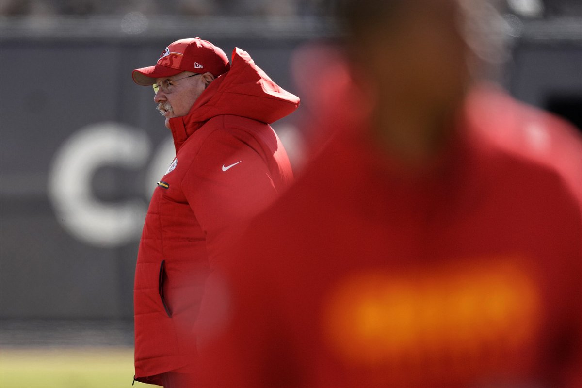 Kansas City Chiefs head coach Andy Reid watches practice Wednesday, Feb. 7, 2024 in Henderson, Nev. The Chiefs are scheduled to play the San Francisco 49ers in the NFL's Super Bowl 58 football game Sunday in Las Vegas. 