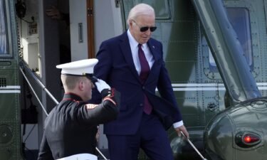 President Joe Biden arrives on Marine One to attend a fundraiser in San Francisco