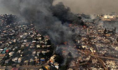 A view of neighborhoods burned during forest fires in Viña del Mar