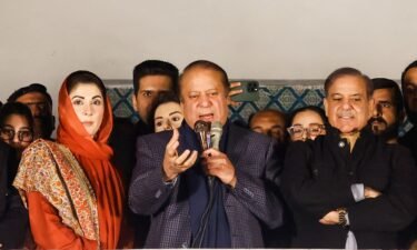 Former Pakistani PM Nawaz Sharif at the Pakistan Muslim League party office in Lahore