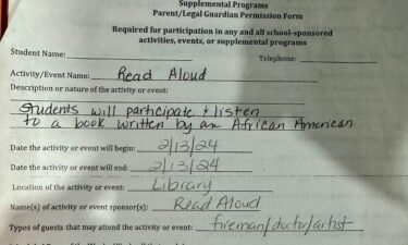 Parents were asked to sign permission forms so their children could participate in a Black History Month activity.