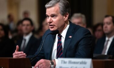FBI Director Christopher Wray testifies during a Congressional full committee hearing in Washington