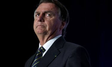Far-right former Brazilian President Jair Bolsonaro speaks during the Turning Point USA event at the Trump National Doral Miami resort in February 2023