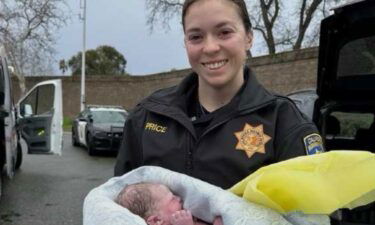 California Highway Patrol officer Price helped deliver a baby on the side of Interstate 80 in north Sacramento.
