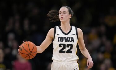 Iowa guard Caitlin Clark at her record-breaking game against Michigan last month.