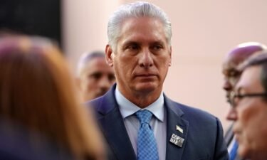 Hundreds of Cubans partook in rare public protests on the weekend to decry worsening conditions on the island. Pictured is Cuba President Miguel Diaz-Canel in 2023.