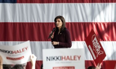 Republican presidential candidate Nikki Haley speaks during a campaign rally in Raleigh