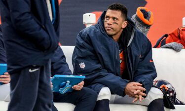Russell Wilson sits on the Broncos bench during the second half of a Week 17 game against the Los Angeles Chargers in December 2023. Wilson’s short and disappointing stay in Denver will come to an end when the Broncos release the 35-year-old quarterback March 13 at the start of the NFL year