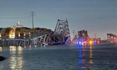 A view of the Francis Scott Key Bridge after it collapsed