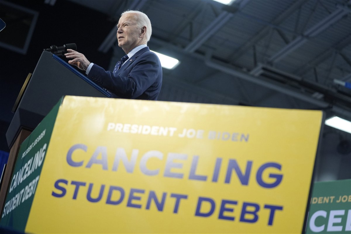 President Joe Biden delivers remarks on student loan debt at Madison College, Monday, April 8, 2024, in Madison, Wis. 