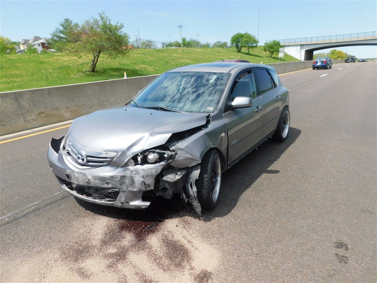 A 2006 Mazda 3 was totaled after it crashed Friday in the westbound lane of Highway 50/63 near Clark Avenue in Jefferson City, according to a crash report from the Jefferson City Police Department.