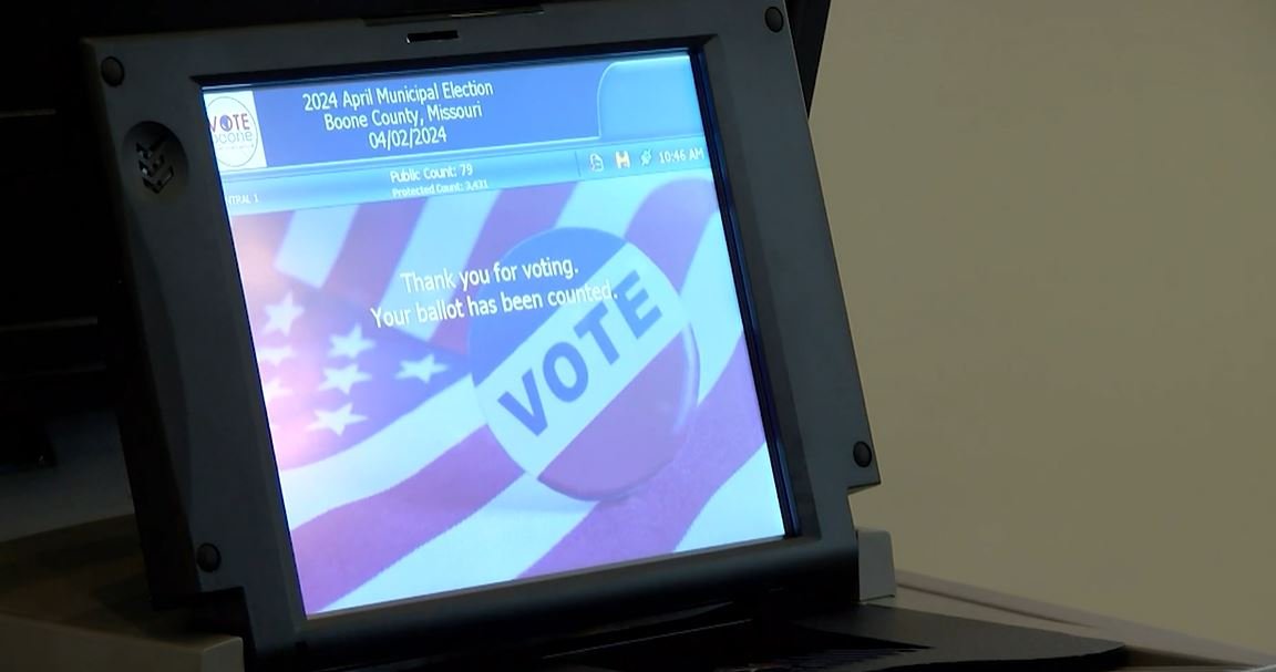 A Boone County ballot counter at the Government Center on Tuesday, April 2, 2024.