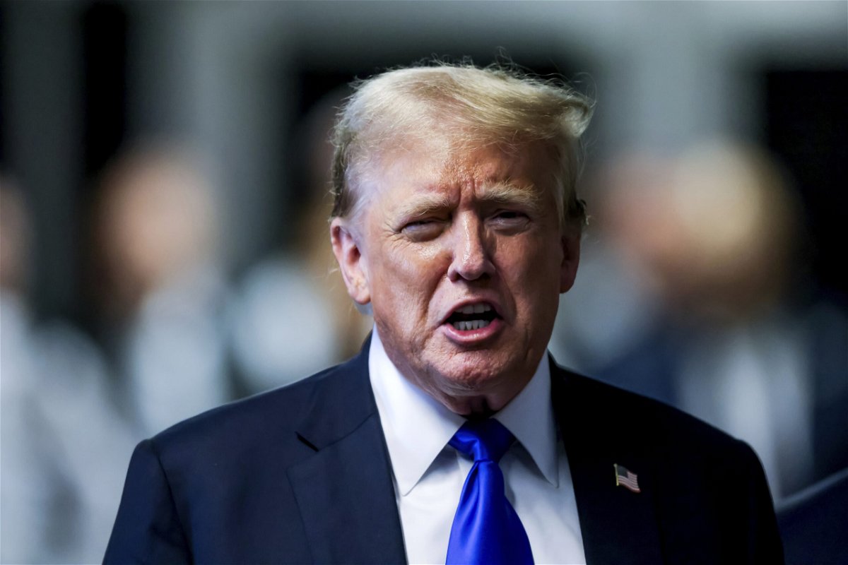 Former President Donald Trump comments to reporters as he leaves the courthouse after a jury found him guilty of all 34 felony counts in his criminal trial at Manhattan Criminal Court, Thursday, May 30, 2024, in New York. 