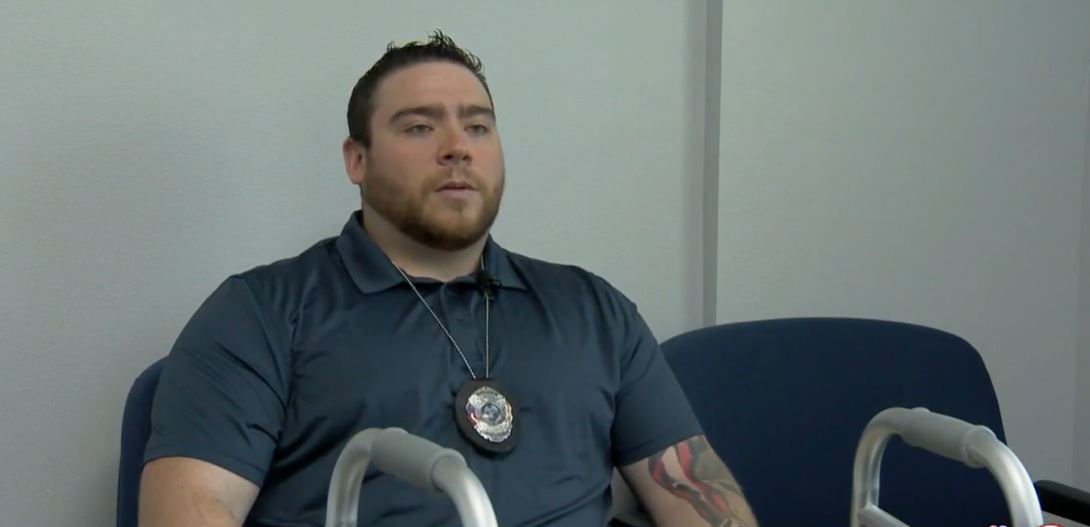 <i>WESH via CNN Newsource</i><br/>Police officer Zachary Mathews shares his story of being hit by a vehicle during a traffic stop.