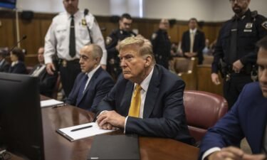 Donald Trump appears in court during his trial for allegedly covering up hush money payments at Manhattan Criminal Court on May 21