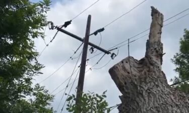 A 6-year-old and his grandmother remain in the hospital nearly a week after a downed power line during last Tuesday's severe weather shocked and burned the two.